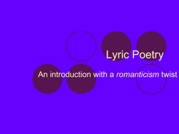 Lyric Poetry - Calvary Episcopal Preparatory