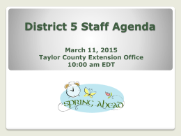 District 5 Staff Agenda - Welcome | Extension Districts