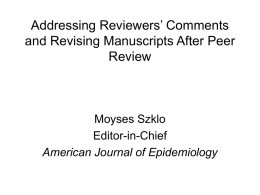 Responding to Reviewers’ Comments and Revising Manuscripts