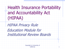 HIPAA AND RESEARCH - Office of Research