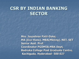 CORPORATE SOCIAL RESPONSIBILITY BY INDIAN BANKING …