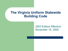 The Virginia Uniform Statewide Building Code