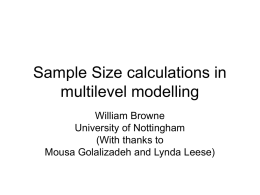 Sample Size calculations in multilevel modelling