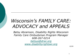 WISCONSIN’S FAMILY CARE - Disability Rights Wisconsin