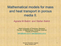 Mathematical models for mass and heat transport in porous
