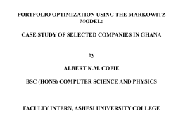 PORTFOLIO OPTIMIZATION USING THE MARKOWITZ MODEL: &hellip;