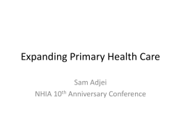 Expanding Primary Health Care - National Health Insurance