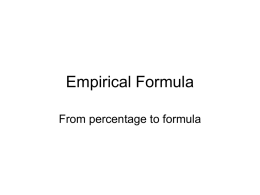 Empirical Formula - University of Missouri