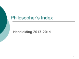 Handleiding Philosopher’s Index