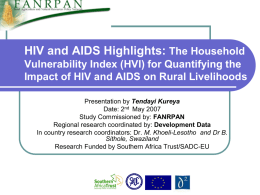 Household Vulnerability Index (HVI) for Quantifying Impact