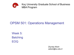 OPSM 901: Operations Management