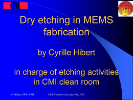 Dry etching in MEMS fabrication par Cyrille Hibert en