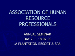 ASSOCIATION OF HUMAN RESOURCE PROFESSIONALS