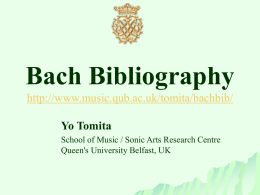 Bach Bibliography - Queen's University Belfast