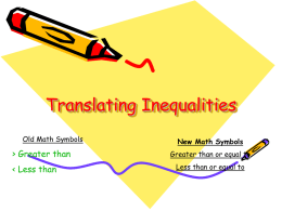 What Are Inequalities? - Chappaqua Central School District