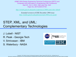 STEP, XML, and UML: Complementary Technologies