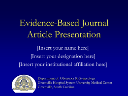 Evidence Based Medicine Journal Article Review