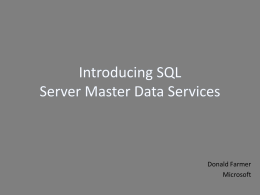 Introducing SQLServer Master Data Services
