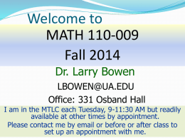 Welcome to Math 112 - University of Alabama