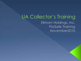 UA Collector’s Training - Elkhorn Construction, Inc.