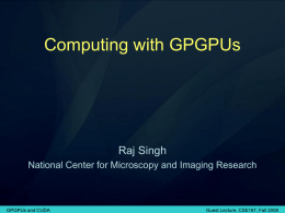 GPGPUs for High Performance Computing