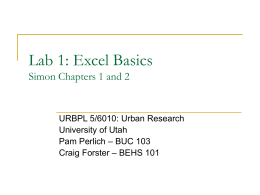 Excel Basics - University of Utah