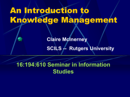 An Introduction to Knowledge Management