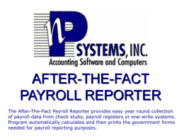 AFTER-THE-FACT PAYROLL REPORTER