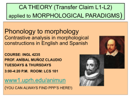 CA THEORY (Transfer Claim L1-L2) applied to MORPHOLOGICAL