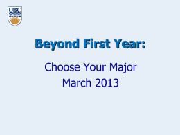 Beyond First Year: Choose Your Major