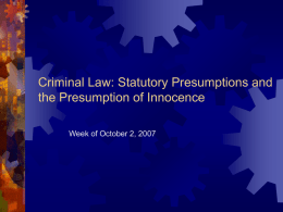 Criminal Law: Presumptions