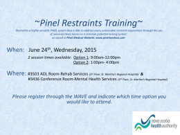 Attention Registered Nurses ~Pinel Restraint Training~