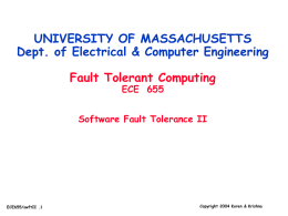 Part15: Software fault Tolerance II