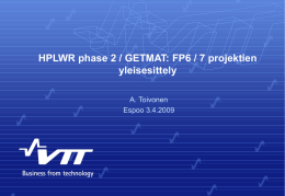 HPLWR and Getmat gene+ - VTT Virtual project pages