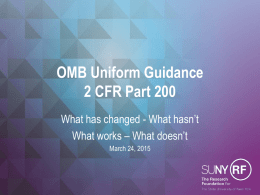 OMB Uniform Guidance 2 CFR Part 200