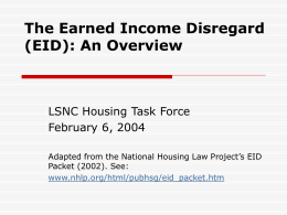 The Earned Income Disregard (EID): A Brief Overview
