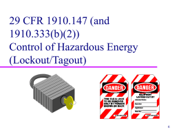 29 CFR 1910.147 Control of Hazardous Energy