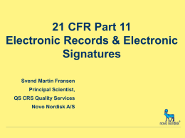 21 CFR Part 11 Electronic Records & Electronic Signatures