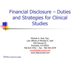 Financial Disclosure – Duties and Strategies for Clinical