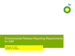 Environmental Release Reporting Requirements For E&P