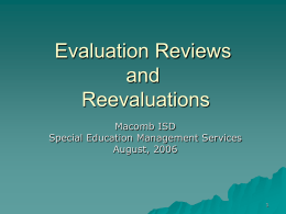 Special Education Reevaluations - MISD