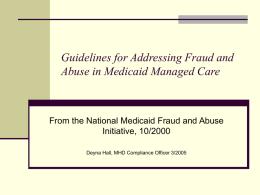 Guidelines for Addressing Fraud and Abuse in Medicaid