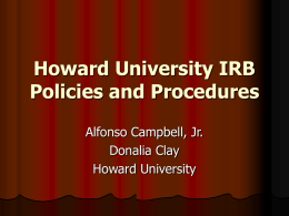 Howard University IRB Policies and Procedures