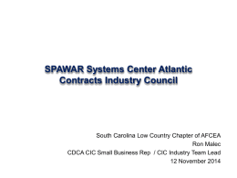SPAWAR Systems Center Atlantic Contracts Industry Council