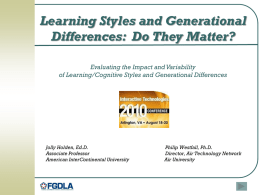 Learning Styles and Generational Differences