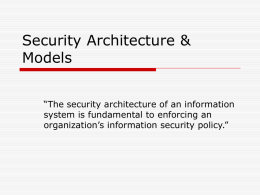 Security Architecture & Models