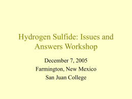 Hydrogen Sulfide: Issues and Answers Workshop