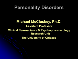 Personality Disorders - University of Chicago