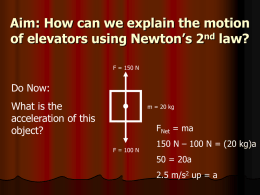 Aim: How can we explain the motion of elevators using