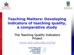 Teaching Matters: Developing indicators of teaching
